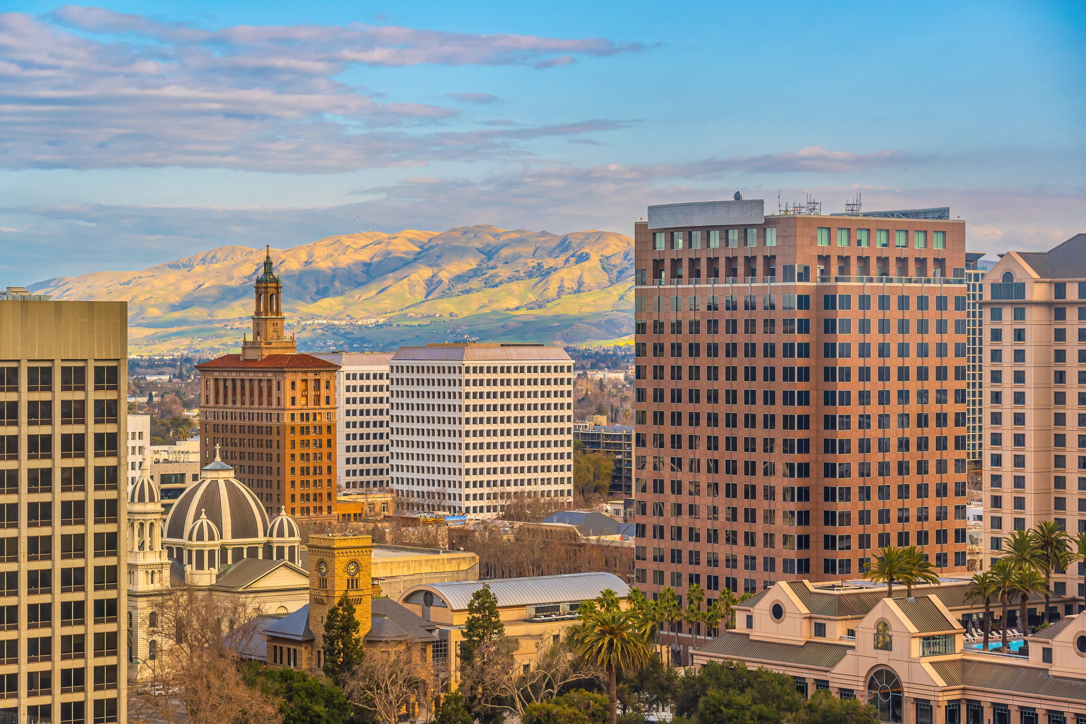 Downtown view of the San Jose city skyline in California, USA.